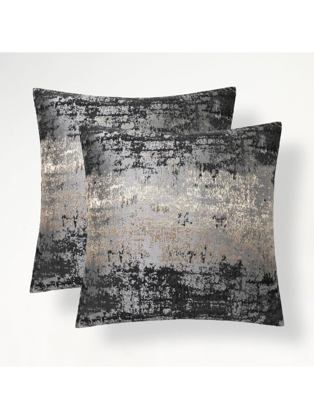 Luxury Jacquard Throw Pillow Covers 18x18 - Black Gray Gold Abstract Cushions
